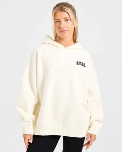 Varsity Minimal Logo Oversized Knitted Hoodie