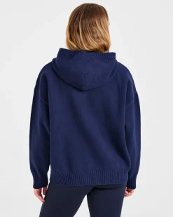 Varsity Minimal Logo Oversized Knitted Hoodie