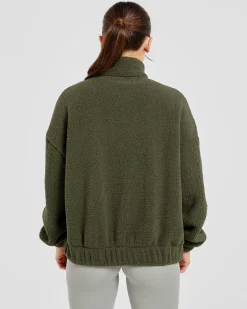 Varsity Oversized Fleece Zip Up Jacket