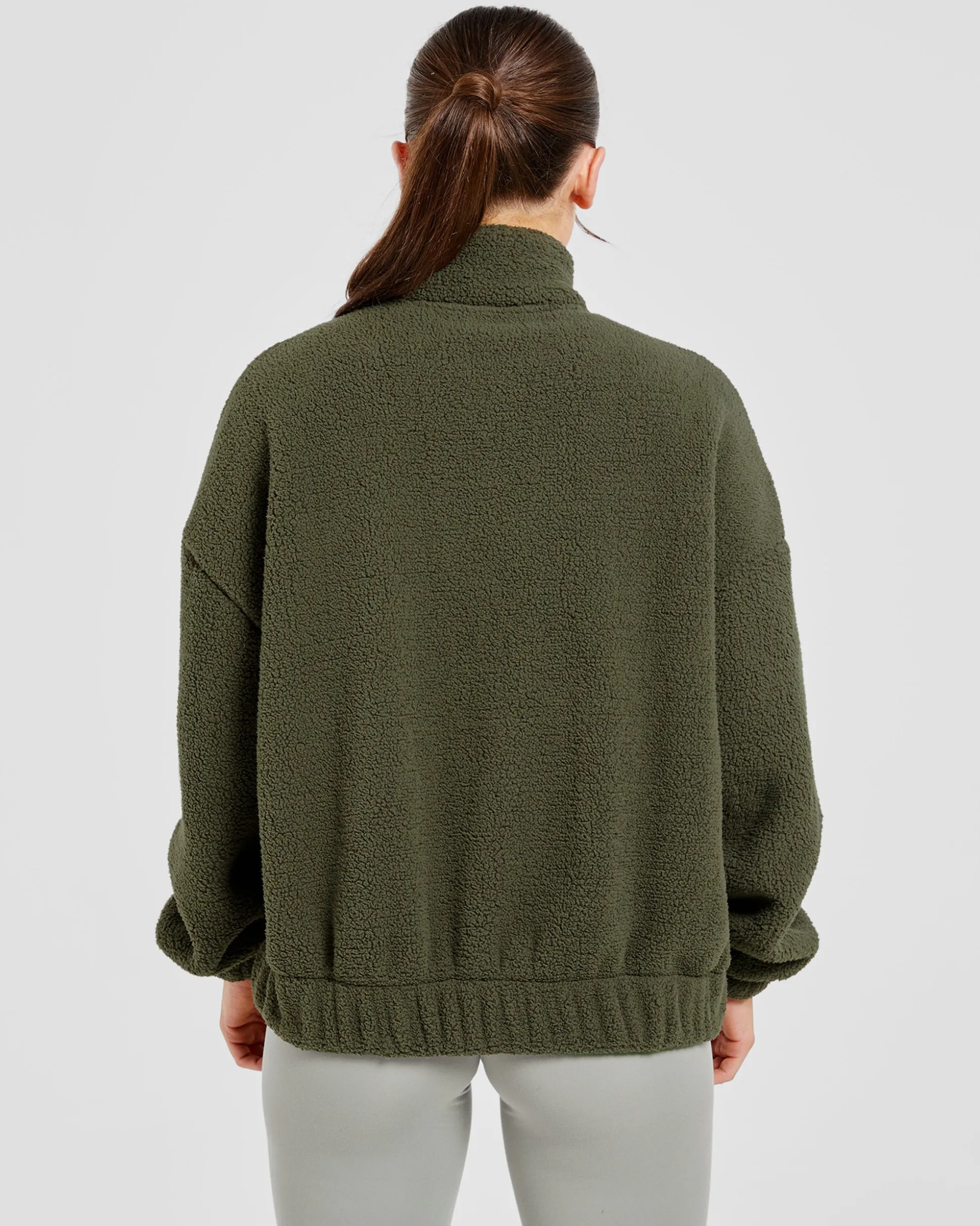 Varsity Oversized Fleece Zip Up Jacket