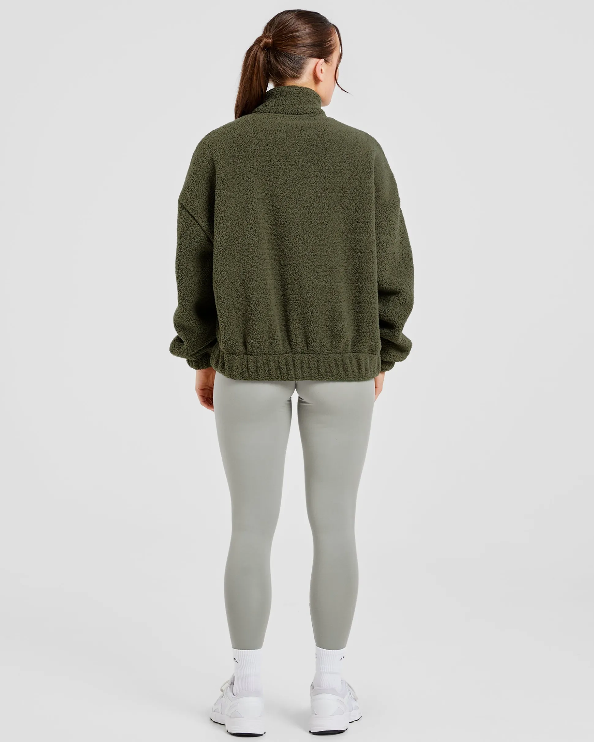 Varsity Oversized Fleece Zip Up Jacket