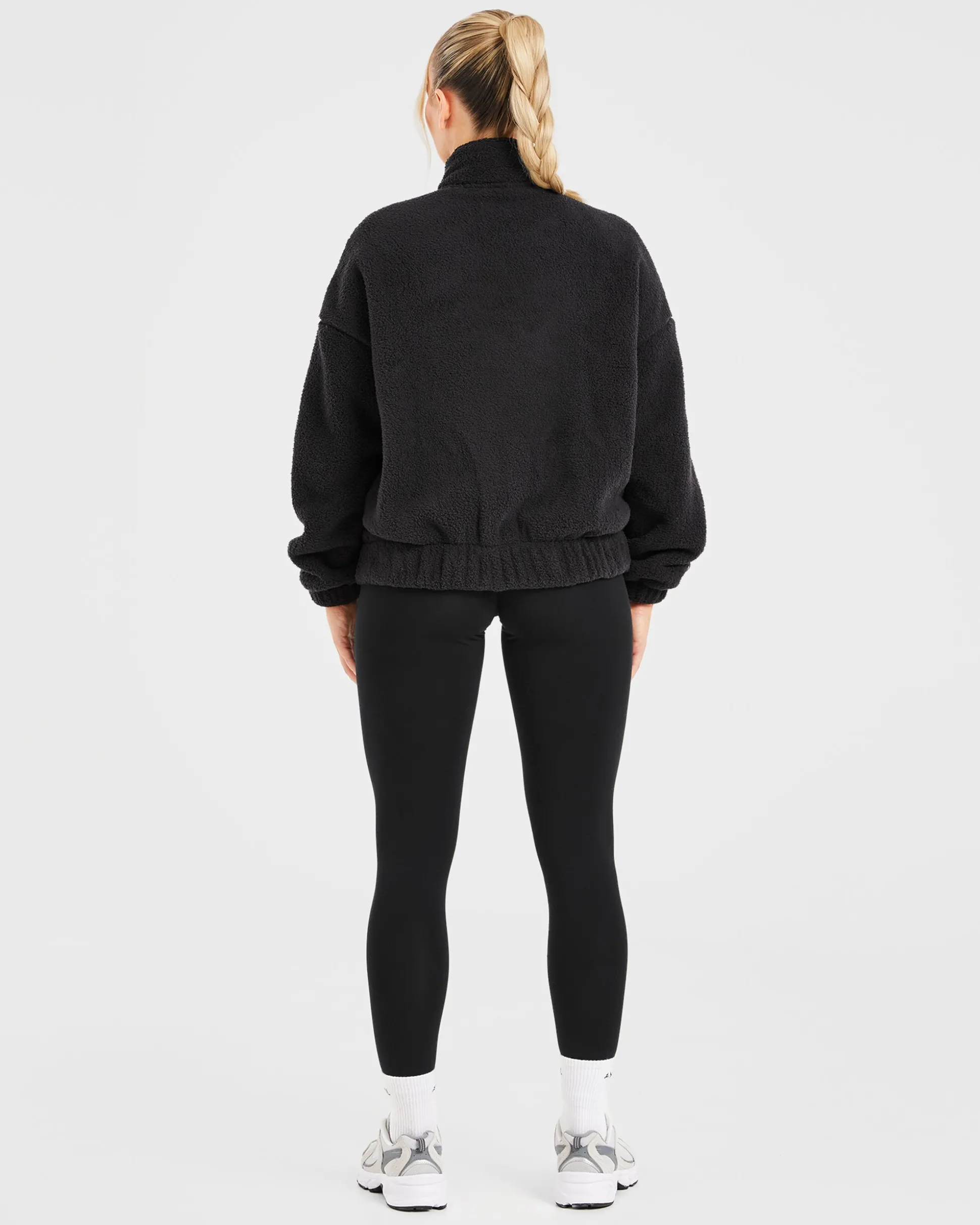 Varsity Oversized Fleece Zip Up Jacket